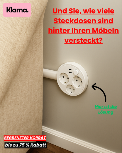 INIA® – Erweiterbare und drehbare Steckdosenverlängerung V1 (EU-Stecker).