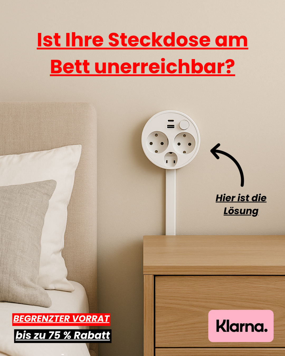 INIA® – Erweiterbare und drehbare Steckdosenverlängerung V1 (EU-Stecker).