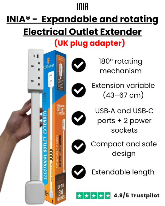 INIA® -  Expandable and rotating Electrical Outlet Extender (UK PLUG)
